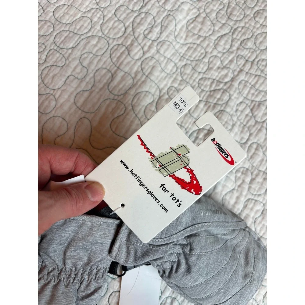 Hotfingers Zip N Slide Toddler Mittens Gray Heather Waterproof Insulated M 3-4
